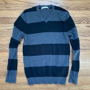 Mens striped v neck sweater